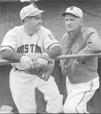 Boston P Tom Earley and Manager Casey Stengel